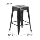 Newark Series 24" High Backless Metal Counter Height Stool with Square Seat for Indoor-Outdoor Use
