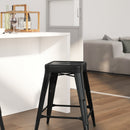Newark Series 24" High Backless Metal Counter Height Stool with Square Seat for Indoor-Outdoor Use