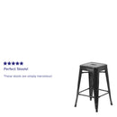 Newark Series 24" High Backless Metal Counter Height Stool with Square Seat for Indoor-Outdoor Use