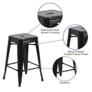 Newark Series 24" High Backless Metal Counter Height Stool with Square Seat for Indoor-Outdoor Use