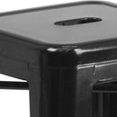 Newark Series 24" High Backless Metal Counter Height Stool with Square Seat for Indoor-Outdoor Use