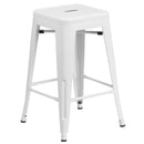 Newark Series 24" High Backless Metal Counter Height Stool with Square Seat for Indoor-Outdoor Use