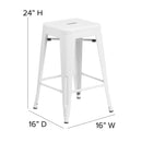 Newark Series 24" High Backless Metal Counter Height Stool with Square Seat for Indoor-Outdoor Use