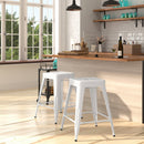 Newark Series 24" High Backless Metal Counter Height Stool with Square Seat for Indoor-Outdoor Use