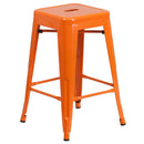 Newark Series 24" High Backless Metal Counter Height Stool with Square Seat for Indoor-Outdoor Use