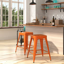 Newark Series 24" High Backless Metal Counter Height Stool with Square Seat for Indoor-Outdoor Use