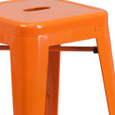 Newark Series 24" High Backless Metal Counter Height Stool with Square Seat for Indoor-Outdoor Use
