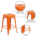 Newark Series 24" High Backless Metal Counter Height Stool with Square Seat for Indoor-Outdoor Use