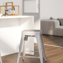 Newark Series 24" High Backless Metal Counter Height Stool with Square Seat for Indoor-Outdoor Use