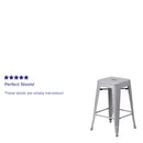 Newark Series 24" High Backless Metal Counter Height Stool with Square Seat for Indoor-Outdoor Use