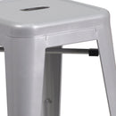 Newark Series 24" High Backless Metal Counter Height Stool with Square Seat for Indoor-Outdoor Use