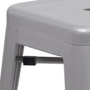 Newark Series 24" High Backless Metal Counter Height Stool with Square Seat for Indoor-Outdoor Use