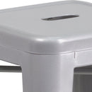 Newark Series 24" High Backless Metal Counter Height Stool with Square Seat for Indoor-Outdoor Use