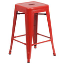 Newark Series 24" High Backless Metal Counter Height Stool with Square Seat for Indoor-Outdoor Use