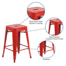 Newark Series 24" High Backless Metal Counter Height Stool with Square Seat for Indoor-Outdoor Use