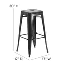 Newark Series 30" High Backless Metal Bar Height Stool with Square Seat for Indoor-Outdoor Use