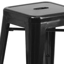 Newark Series 30" High Backless Metal Bar Height Stool with Square Seat for Indoor-Outdoor Use