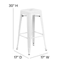 Newark Series 30" High Backless Metal Bar Height Stool with Square Seat for Indoor-Outdoor Use