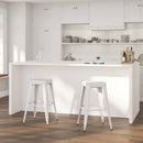 Newark Series 30" High Backless Metal Bar Height Stool with Square Seat for Indoor-Outdoor Use