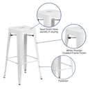 Newark Series 30" High Backless Metal Bar Height Stool with Square Seat for Indoor-Outdoor Use