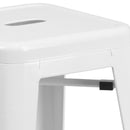 Newark Series 30" High Backless Metal Bar Height Stool with Square Seat for Indoor-Outdoor Use