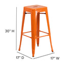 Newark Series 30" High Backless Metal Bar Height Stool with Square Seat for Indoor-Outdoor Use