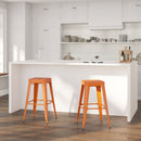 Newark Series 30" High Backless Metal Bar Height Stool with Square Seat for Indoor-Outdoor Use