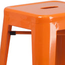 Newark Series 30" High Backless Metal Bar Height Stool with Square Seat for Indoor-Outdoor Use