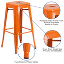 Newark Series 30" High Backless Metal Bar Height Stool with Square Seat for Indoor-Outdoor Use