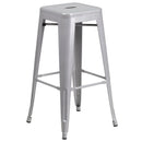 Newark Series 30" High Backless Metal Bar Height Stool with Square Seat for Indoor-Outdoor Use