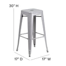Newark Series 30" High Backless Metal Bar Height Stool with Square Seat for Indoor-Outdoor Use