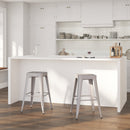 Newark Series 30" High Backless Metal Bar Height Stool with Square Seat for Indoor-Outdoor Use