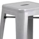 Newark Series 30" High Backless Metal Bar Height Stool with Square Seat for Indoor-Outdoor Use