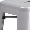 Newark Series 30" High Backless Metal Bar Height Stool with Square Seat for Indoor-Outdoor Use