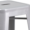 Newark Series 30" High Backless Metal Bar Height Stool with Square Seat for Indoor-Outdoor Use