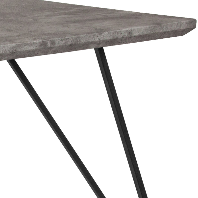 Maya Rectangular Dining Table Faux Concrete Finish Kitchen Table with Retro Hairpin Legs