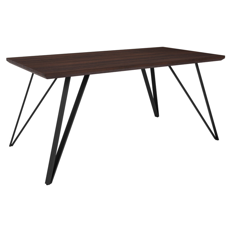Maya Rectangular Dining Table Dark Ash Finish Kitchen Table with Retro Hairpin Legs