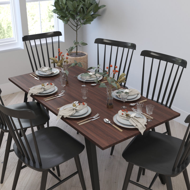 Maya Rectangular Dining Table Dark Ash Finish Kitchen Table with Retro Hairpin Legs