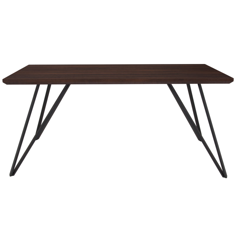 Maya Rectangular Dining Table Dark Ash Finish Kitchen Table with Retro Hairpin Legs