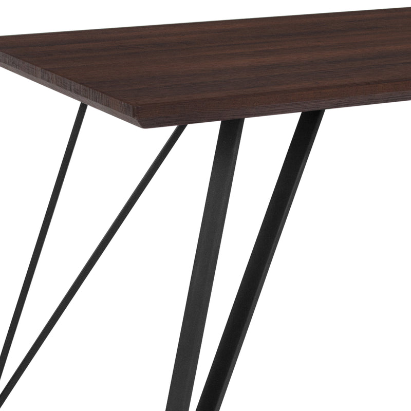Maya Rectangular Dining Table Dark Ash Finish Kitchen Table with Retro Hairpin Legs