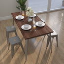 Ardennes Rectangular Steel Frame Square Table With Walnut Wood Top