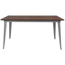 Ardennes Rectangular Steel Frame Square Table With Walnut Wood Top