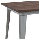 Ardennes Rectangular Steel Frame Square Table With Walnut Wood Top