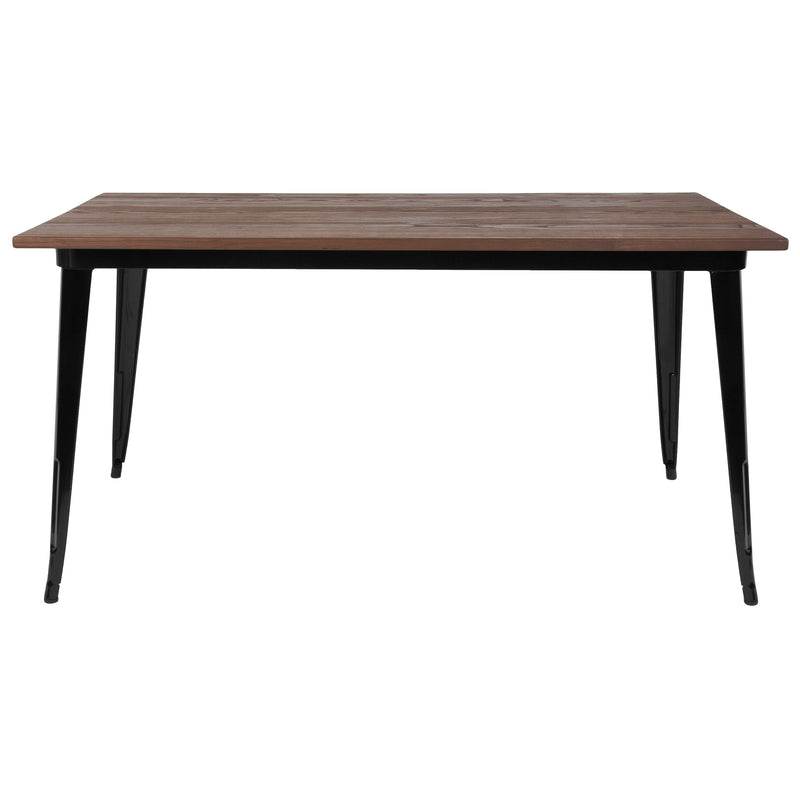 Ardennes Rectangular Steel Frame Square Table With Walnut Wood Top