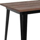 Ardennes Rectangular Steel Frame Square Table With Walnut Wood Top