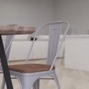 Amsterdam Metal Dining Chair With Curved Vertical Slatted Back And Textured Wooden Seat