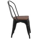 Amsterdam Metal Dining Chair With Curved Vertical Slatted Back And Textured Wooden Seat
