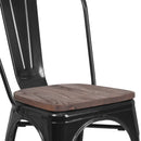 Amsterdam Metal Dining Chair With Curved Vertical Slatted Back And Textured Wooden Seat