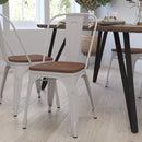 Amsterdam Metal Dining Chair With Curved Vertical Slatted Back And Textured Wooden Seat