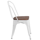 Amsterdam Metal Dining Chair With Curved Vertical Slatted Back And Textured Wooden Seat